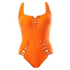 Orange Lace-Up Women's Swimsuit size 18